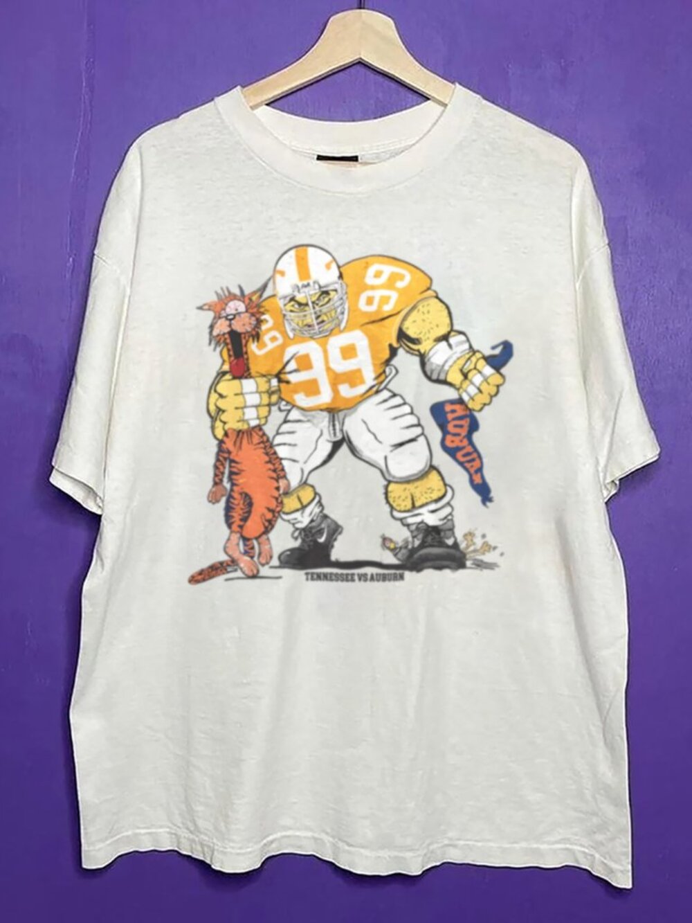 Vintage 90s NCAA Tennessee Volunteers VS Auburn Tiger Shirt, Tennessee Vols Tee